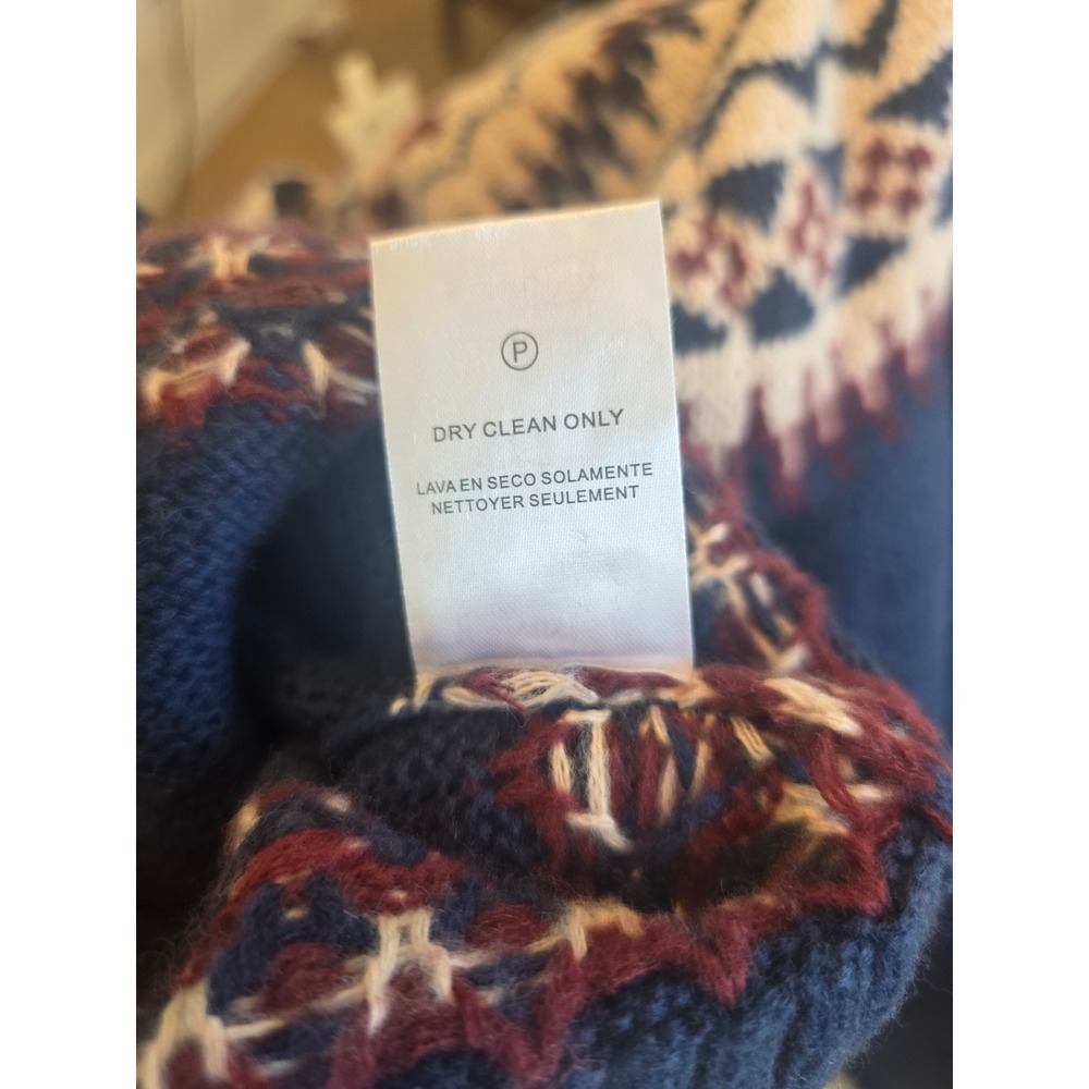 Heartloom Fair Isle Crewneck Sweater Cream Brown Navy Blue Knit Pullover XS - Picture 5 of 7